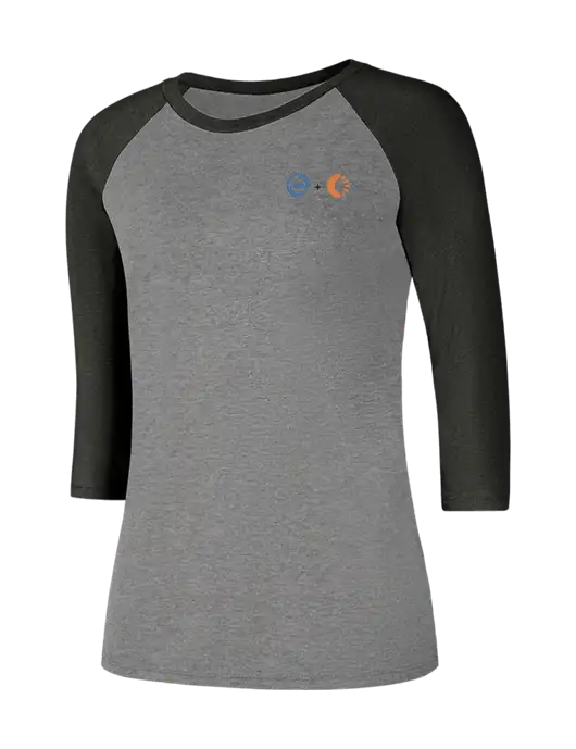 Womens Simply Soft 3/4 Sleeve Black Frost/Grey Frost Ring Spun Cotton T-Shirt w/365 Cantaloupe Logo