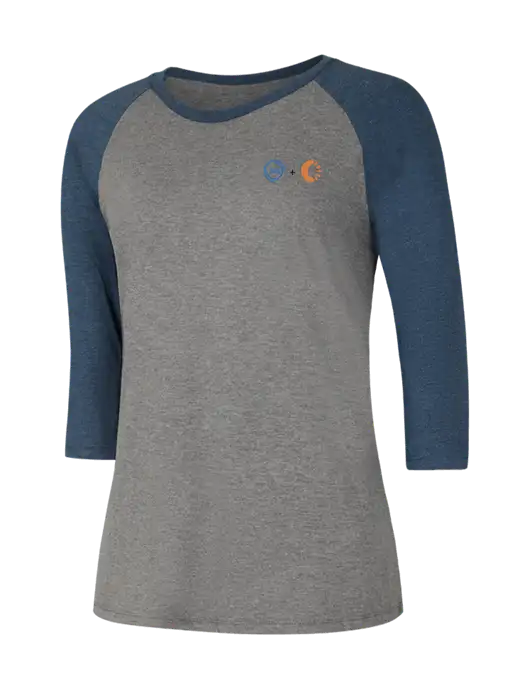 Womens Simply Soft 3/4 Sleeve Navy Frost/Grey Frost Ring Spun Cotton T-Shirt w/365 Cantaloupe Logo