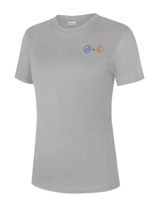  Womens Light Grey PosiCharge Competitor Tee w/365 Cantaloupe Logo