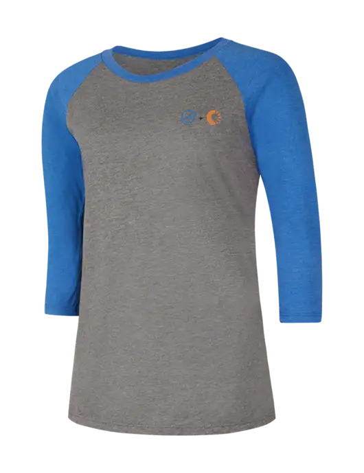 Womens Simply Soft 3/4 Sleeve Royal Frost/Grey Ring Spun Cotton T-Shirt w/365 Cantaloupe Logo