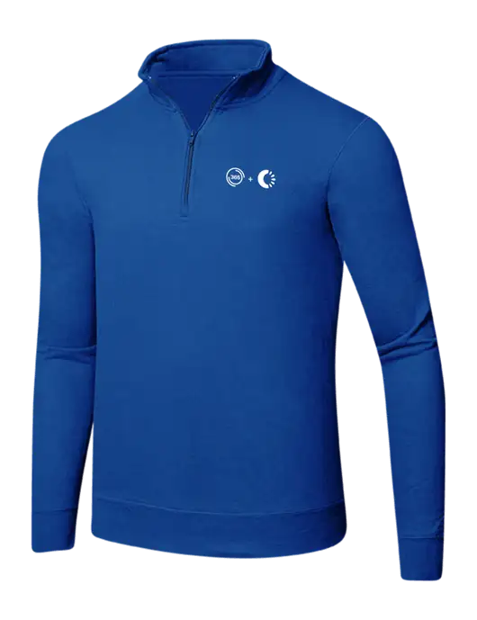 True Royal 8.5 oz Ring Spun 1/4 Zip Pullover Sweatshirt w/365 Cantaloupe Logo