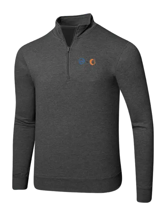 Dark Heather Grey 8.5 oz Ring Spun 1/4 Zip Pullover Sweatshirt w/365 Cantaloupe Logo