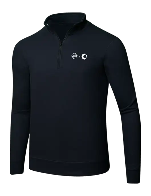 Jet Black 8.5 oz Ring Spun 1/4 Zip Pullover Sweatshirt w/365 Cantaloupe Logo