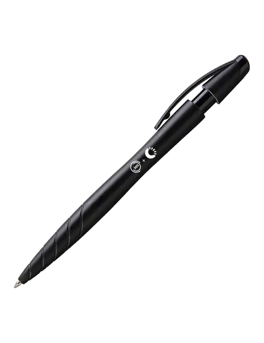 Awali Black Metallic Pen - Black Ink w/365 Cantaloupe Logo