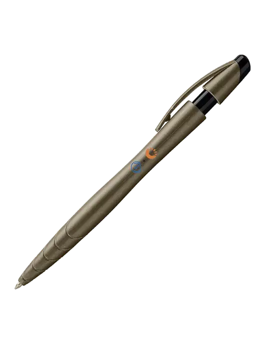 Awali Grey Metallic Pen - Black Ink w/365 Cantaloupe Logo