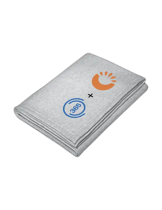 Core Light Grey Heather Fleece Sweatshirt Blanket w/365 Cantaloupe Logo