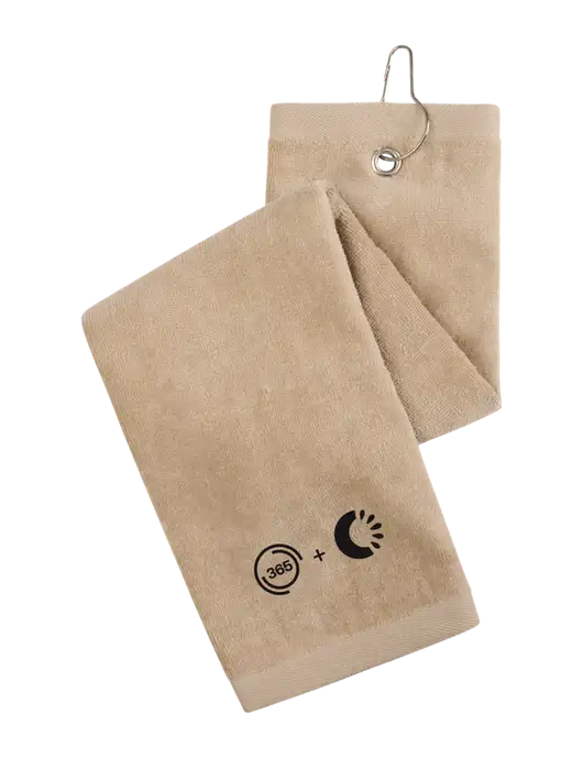 Khaki Tri-Fold Golf Towel with Grommet w/365 Cantaloupe Logo