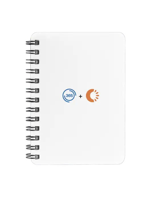 Sturdy White Hardcover Notebook, 5.25 x 7 w/365 Cantaloupe Logo