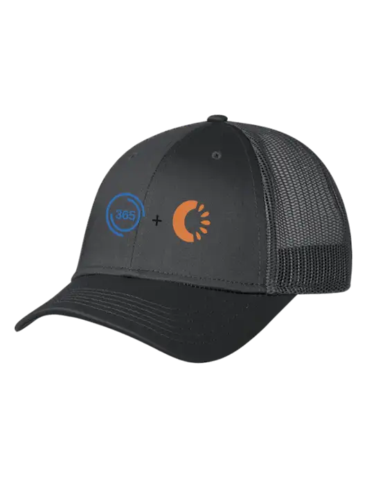 Charcoal Mesh Trucker Cap Snap Back w/365 Cantaloupe Logo