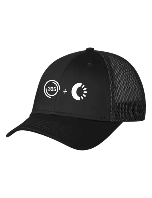 Black Mesh Trucker Cap Snap Back w/365 Cantaloupe Logo