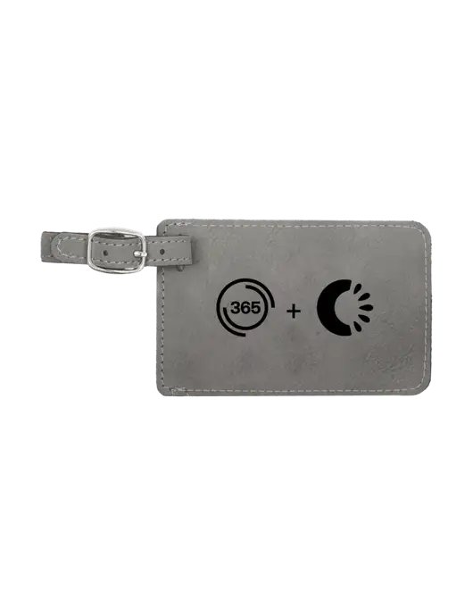 Grey Leatherette Luggage Tag w/365 Cantaloupe Logo