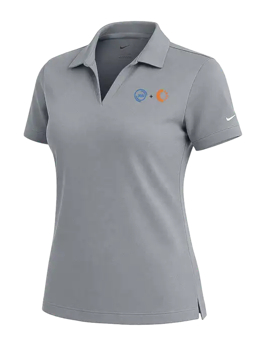 NIKE Medium Grey Womens Dri-Fit Micro Pique Polo w/365 Cantaloupe Logo
