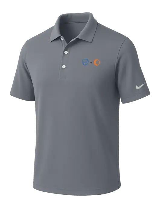 NIKE Medium Grey Dri-Fit Micro Pique Polo w/365 Cantaloupe Logo