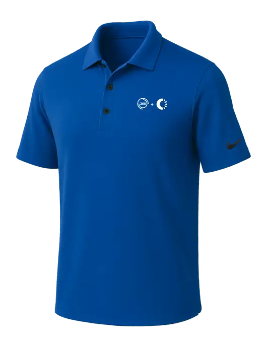 NIKE Dark Royal Dri-Fit Micro Pique Polo w/365 Cantaloupe Logo
