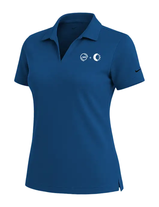 NIKE Dark Royal Womens Dri-Fit Micro Pique Polo w/365 Cantaloupe Logo