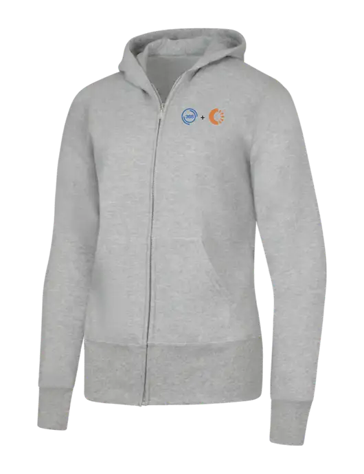 Grey Heather Womens Core Fleece Full-Zip Hooded Sweatshirt w/365 Cantaloupe Logo