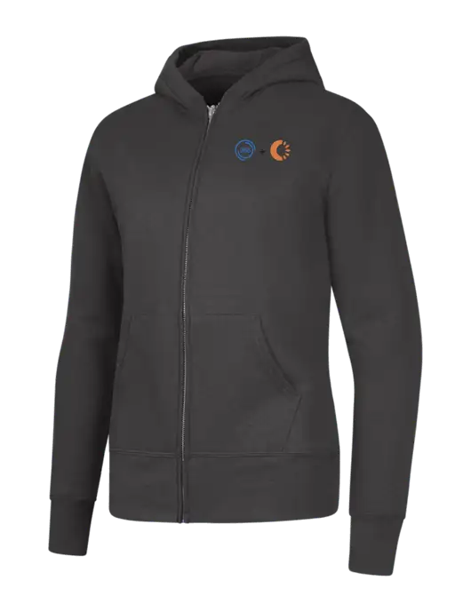 Charcoal Womens Core Fleece Full-Zip Hooded Sweatshirt w/365 Cantaloupe Logo