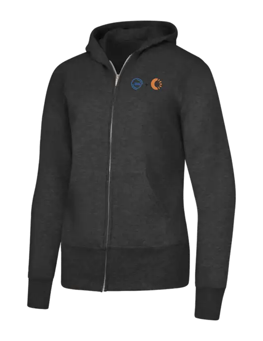 Dark Heather Grey Womens Core Fleece Full-Zip Hooded Sweatshirt w/365 Cantaloupe Logo