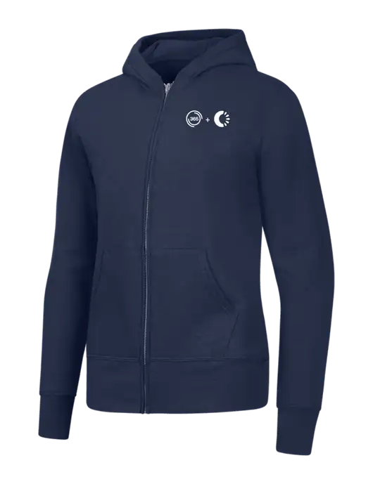 Navy Womens Core Fleece Full-Zip Hooded Sweatshirt w/365 Cantaloupe Logo