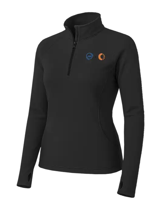 Charcoal Grey Womens Sport Wick Stretch 1/4 Zip Pullover w/365 Cantaloupe Logo