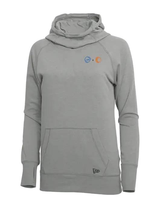 New Era Shadow Grey Heather Womens Tri-Blend Fleece Pullover Hoodie w/365 Cantaloupe Logo
