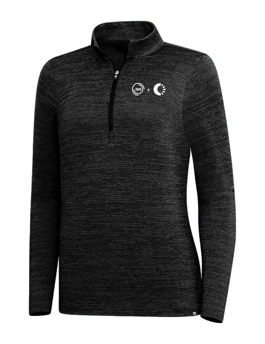 TravisMathew Black Womens Crestview 1/4 Zip w/365 Cantaloupe Logo