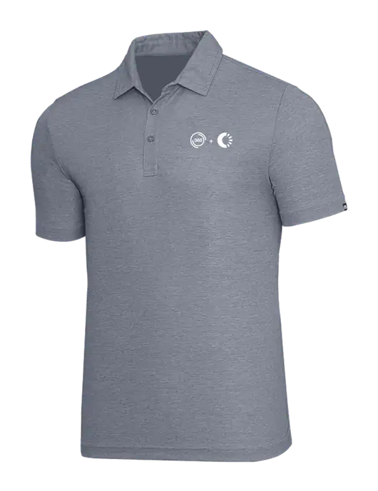 TravisMathew Navy Heather Oceanside Polo w/365 Cantaloupe Logo