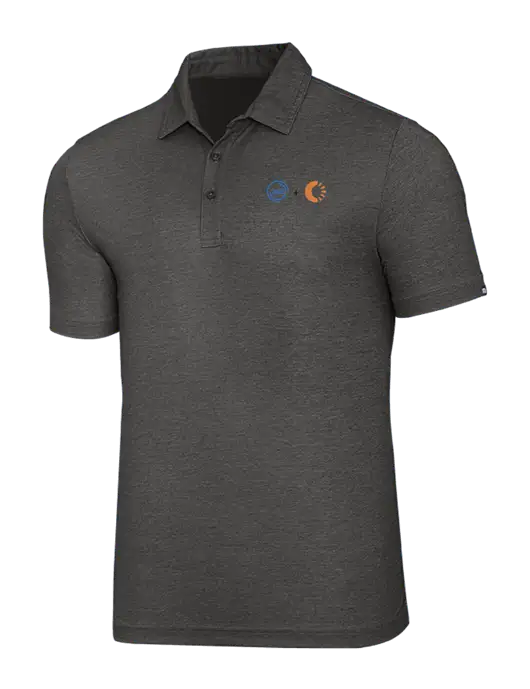 TravisMathew Black Heather Oceanside Polo w/365 Cantaloupe Logo