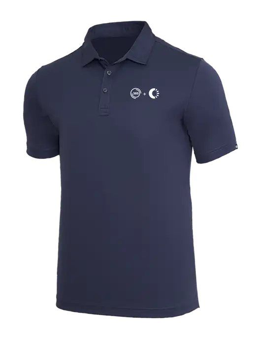 TravisMathew Navy Coto Performance Polo w/365 Cantaloupe Logo