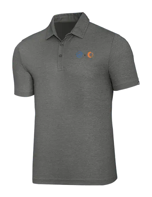 TravisMathew Grey Heather Oceanside Polo w/365 Cantaloupe Logo