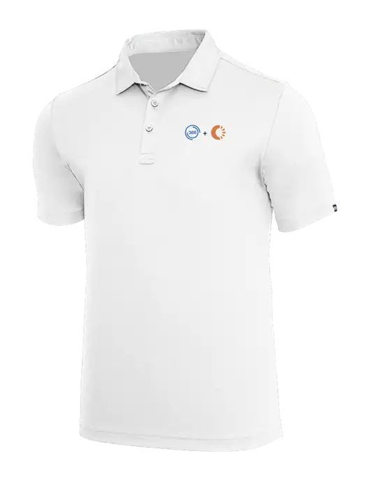 TravisMathew White Coto Performance Polo w/365 Cantaloupe Logo