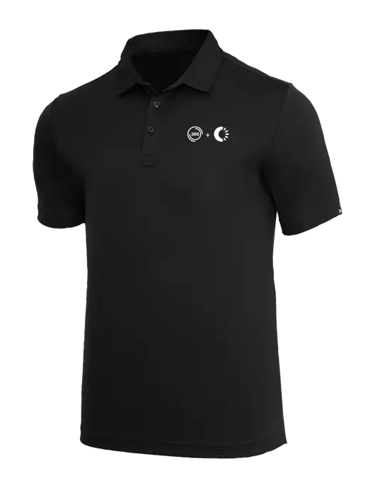 TravisMathew Black Coto Performance Polo w/365 Cantaloupe Logo