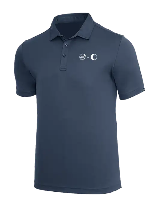 TravisMathew Dark Slate Blue Coto Performance Polo w/365 Cantaloupe Logo
