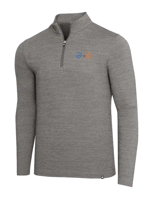TravisMathew Medium Grey Heather Crestview 1/4 Zip w/365 Cantaloupe Logo