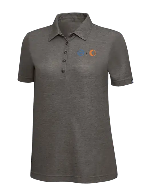 TravisMathew Black Heather Womens Oceanside Polo w/365 Cantaloupe Logo