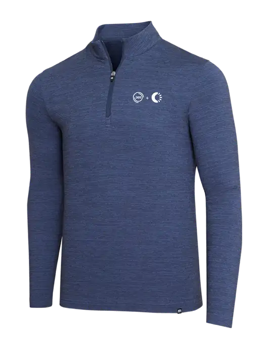 TravisMathew Navy Heather Crestview 1/4 Zip w/365 Cantaloupe Logo