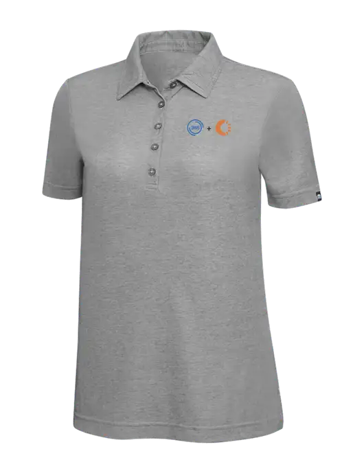 TravisMathew Grey Heather Womens Oceanside Polo w/365 Cantaloupe Logo