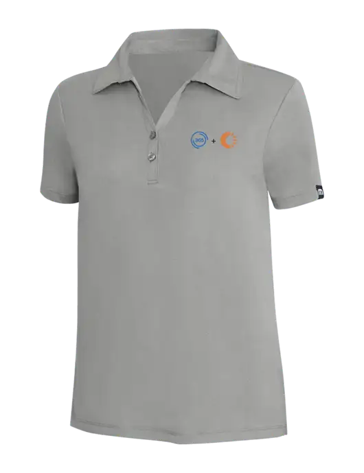 TravisMathew Light Grey Heather Womens Coto Performance Polo w/365 Cantaloupe Logo