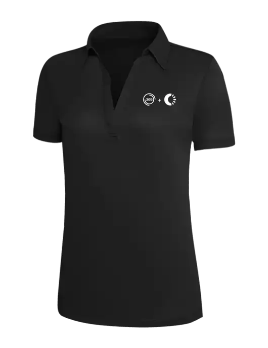 Black Silk Touch Womens Performance Polo w/365 Cantaloupe Logo