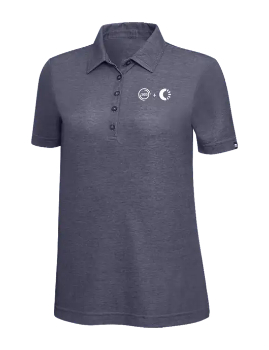 TravisMathew Navy Heather Womens Oceanside Polo w/365 Cantaloupe Logo