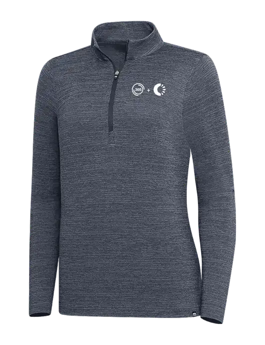 TravisMathew Navy Heather Womens Crestview 1/4 Zip w/365 Cantaloupe Logo