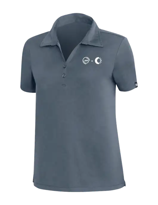 TravisMathew Dark Slate Blue Womens Coto Performance Polo w/365 Cantaloupe Logo