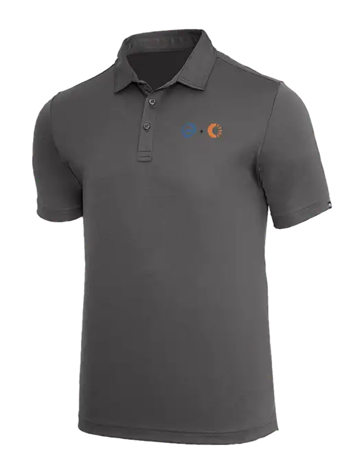 TravisMathew Med Dark Grey Coto Performance Polo w/365 Cantaloupe Logo