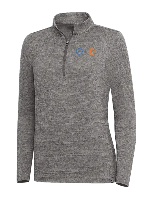 TravisMathew Medium Grey Heather Womens Crestview 1/4 Zip w/365 Cantaloupe Logo