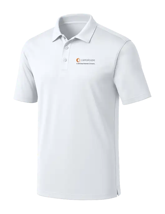 White Silk Touch Performance Polo w/365 Cantaloupe Logo