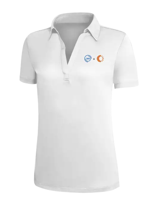 White Silk Touch Womens Performance Polo w/365 Cantaloupe Logo