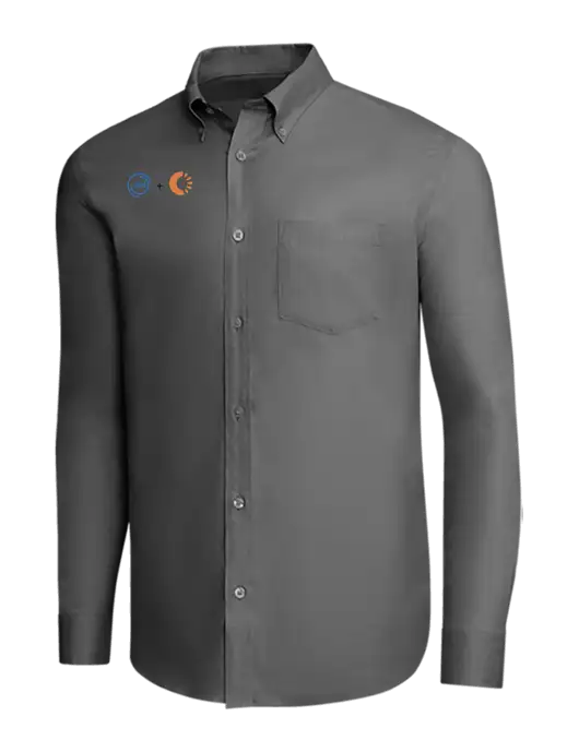 Brooks Brothers Dark Grey Wrinkle-Free Stretch Pinpoint Shirt w/365 Cantaloupe Logo