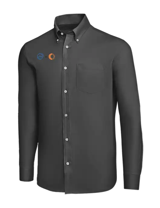 Brooks Brothers Dark Grey Wrinkle-Free Stretch Nailhead Shirt w/365 Cantaloupe Logo