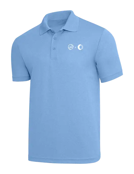 Light Royal Heather PosiCharge RacerMesh Polo w/365 Cantaloupe Logo