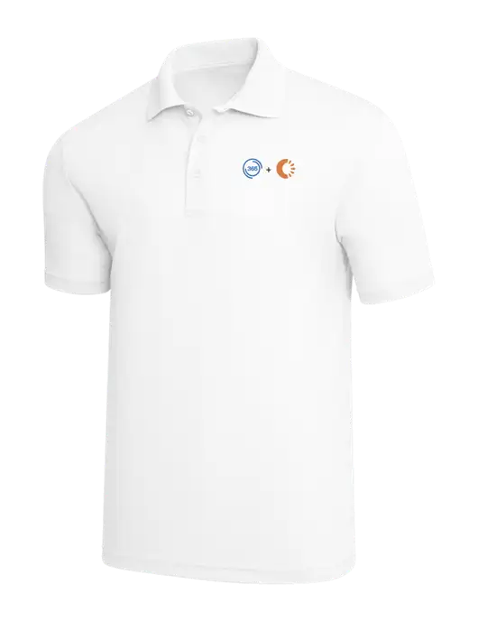 White PosiCharge RacerMesh Polo w/365 Cantaloupe Logo
